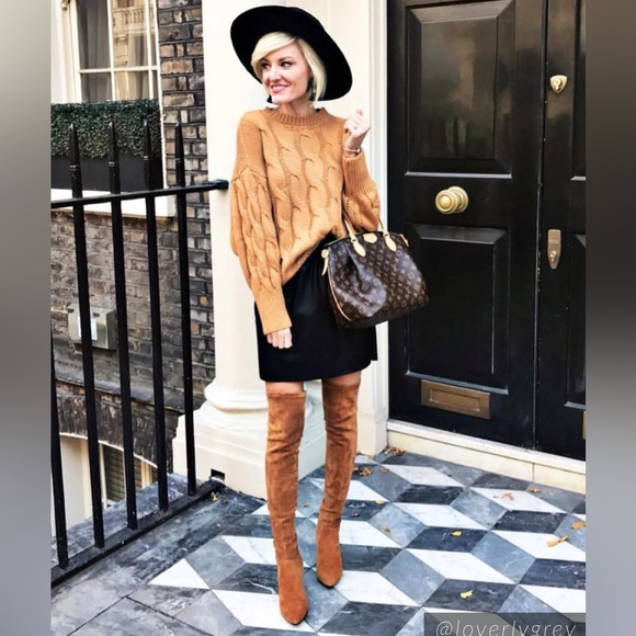 Marlo Tan Over The Knee Suede Leather Boots - Picture 2 of 6